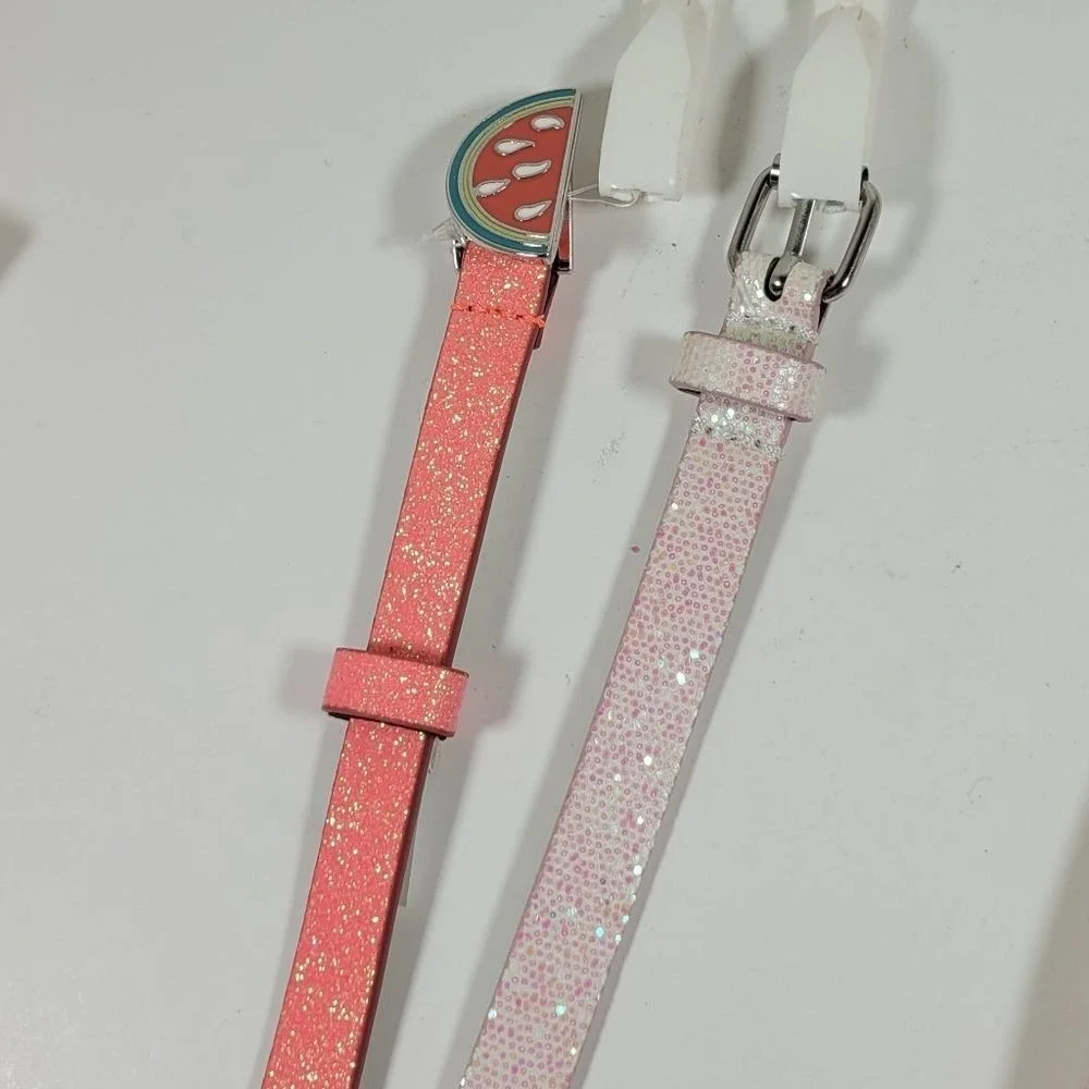 Cat & Jack Girls Belts Lot (Includes 2‎ sets, 4 belts total) 2 White & 2 Pink